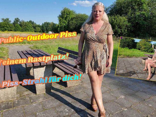 Mega Public-Outdoor Piss auf einem Rastplatz! Mega Piss-Strahl für dich!