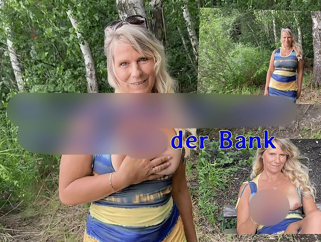 Masturbation mit dem Vibrator auf der Bank