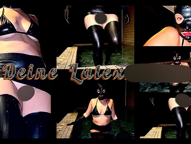 Deine Latexherrin im Pool! Genieße den göttlichen Körper deiner Herrin! Latex! Domina! Herrin!